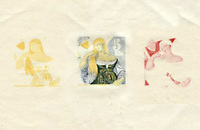 Trial prints for Titian's Woman at her Toilet (yellow, combination of colours: blue, green and yellow, red)  Trial prints for Titian's Woman at her Toilet (yellow, combination of colours: blue, green and yellow, red)